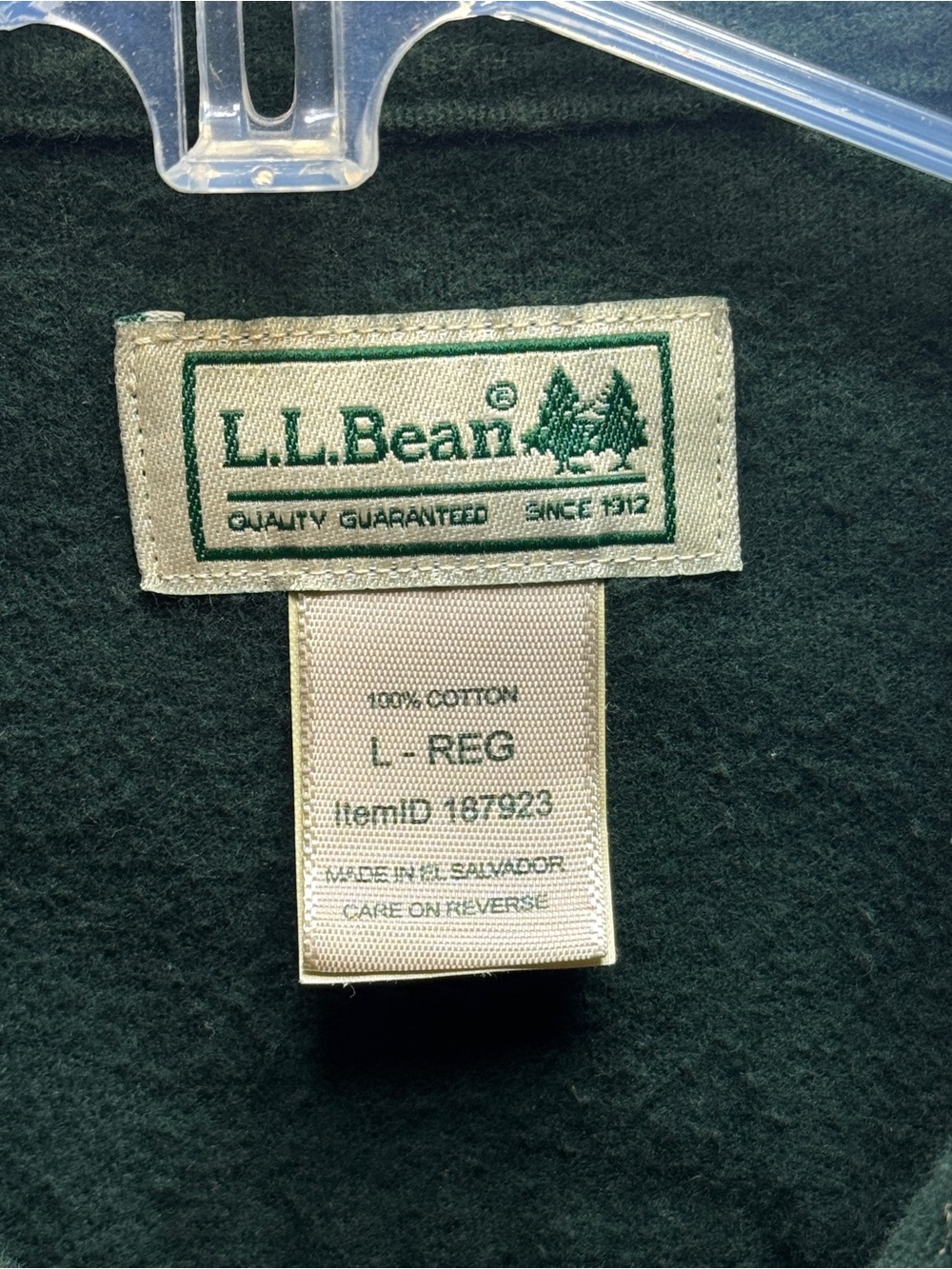 L.L. Bean Flannel Solid Dark Green Traditional Fit Outdoor Chamois Large - Reg - Picture 4 of 5